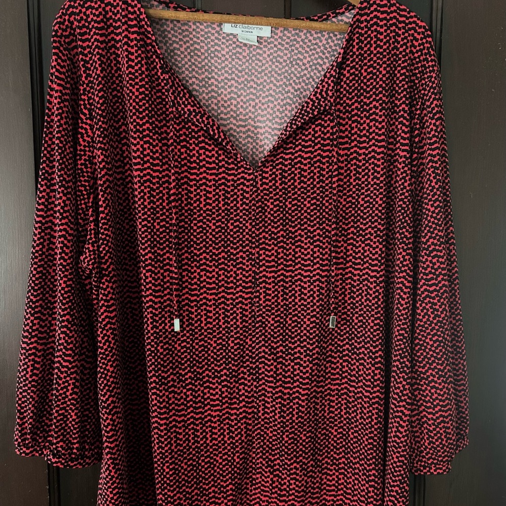 Red and Black Patterned Blouse